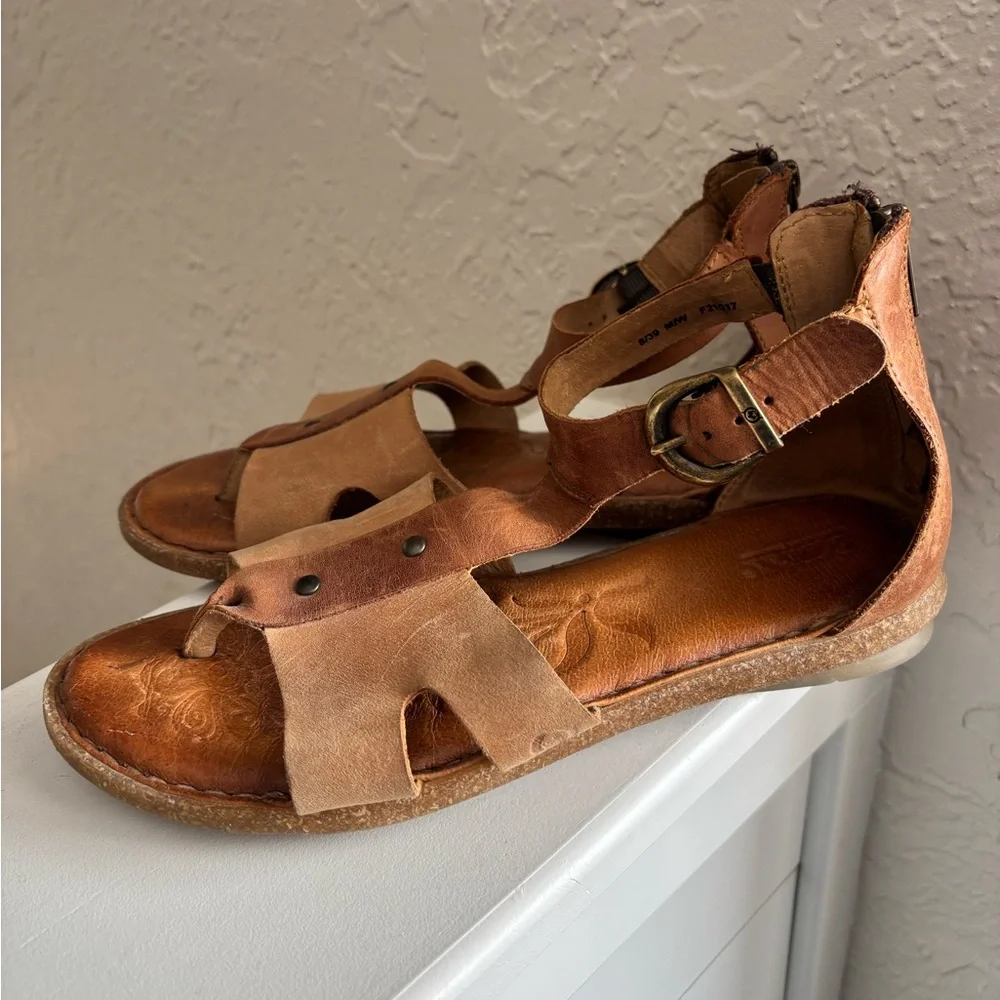 Born Timina Leather Sandals Gladiator Size 8